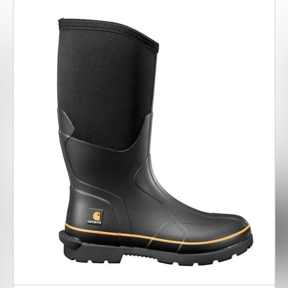 Carhartt Mens Waterproof Insulated Work Boots Size 14 Black Rubber & Neoprene - Picture 1 of 14